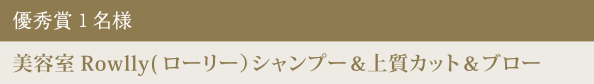 優秀賞 1名様 美容室Rowlly(ローリー)シャンプー&上質カット&ブロー